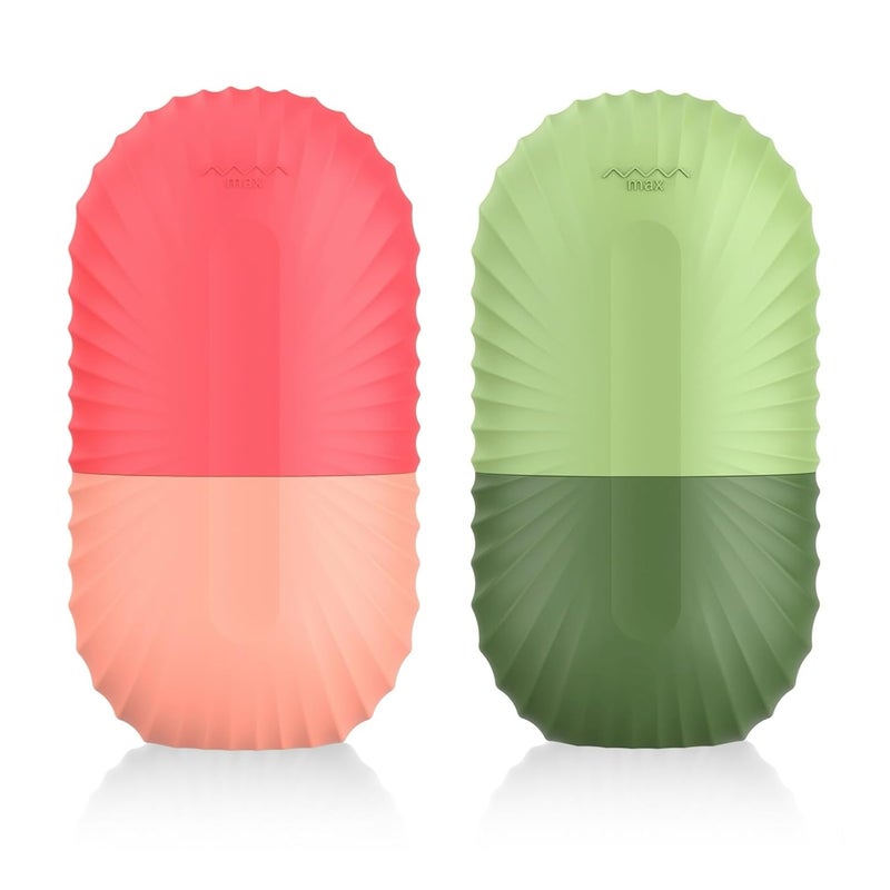 ZPU 2pcs Ice Roller for Face and Eye, Silicone Ice Facial Roller Ice Holder, Face Ice Mold Skin Care, Face Icers Reusable Ice Cube Roller for Shrink Pores Anti Wrinkle Reduce Puffiness, Pink Green - Image 2